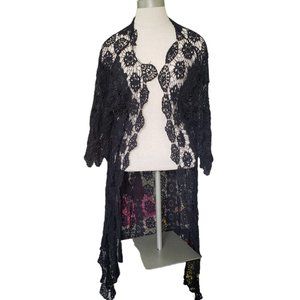 CT332 Mossimo Black Applique Lace Open Cardigan S
